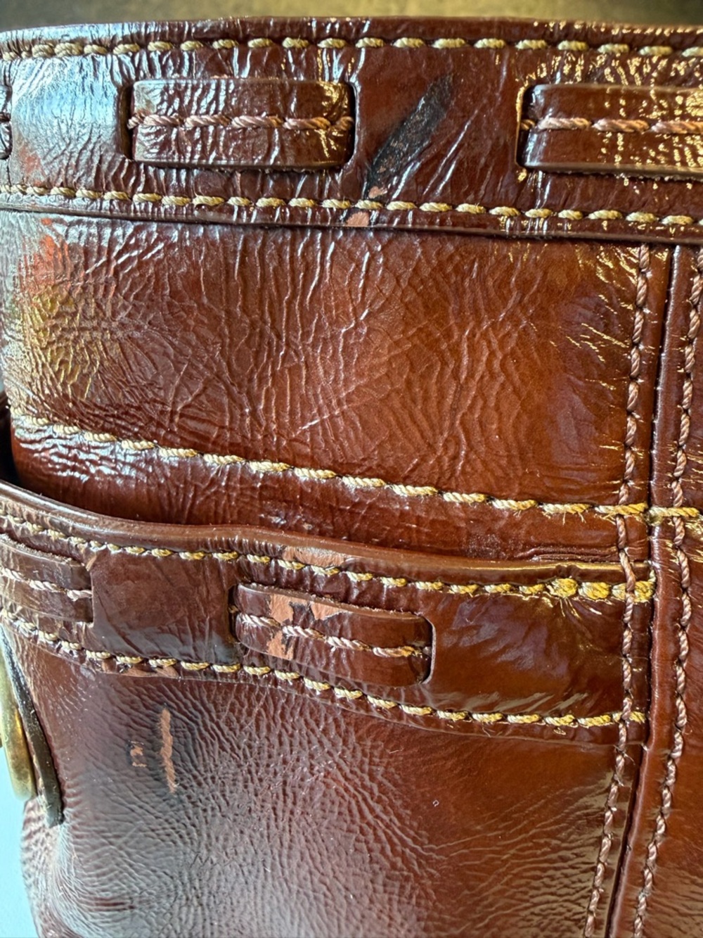 Coach Patent Leather Shoulder Tote with Gold Hardware! #11500 - Picture 5 of 16